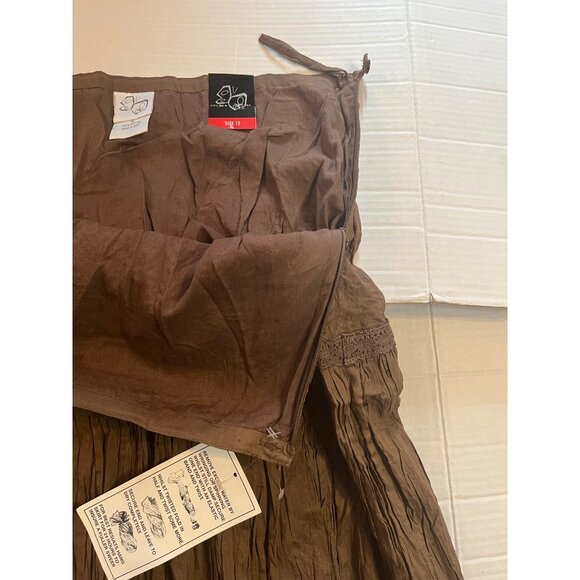 NWT- Boho Brown Crinkle maxi Skirt Size 12 fashion bug100% Cotton Made In India - Picture 9 of 12